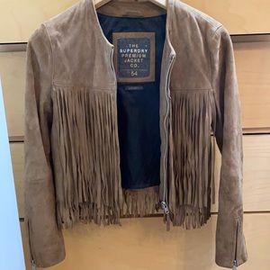Superdry Suede Boho Fringe Bomber with zipper